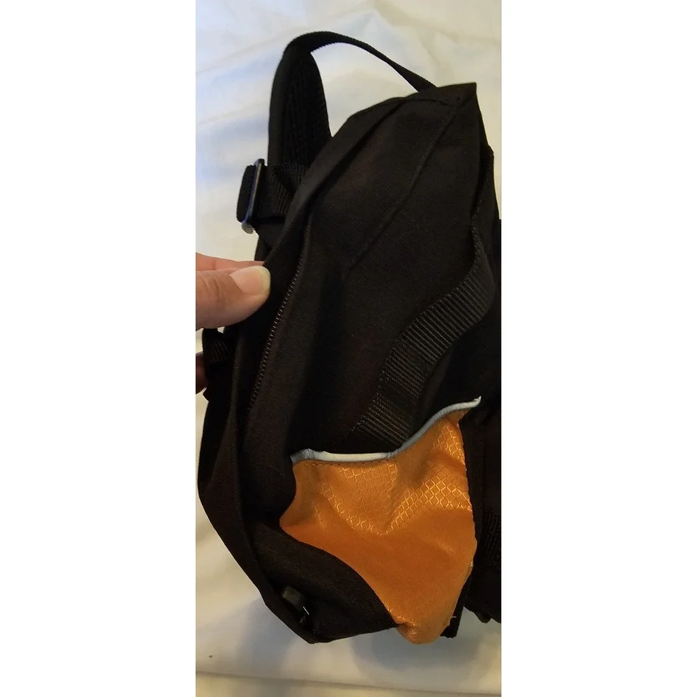 Kurgo Baxter Dog Backpack Blk/Orange Zip Saddle Bags Hiking Running Walking